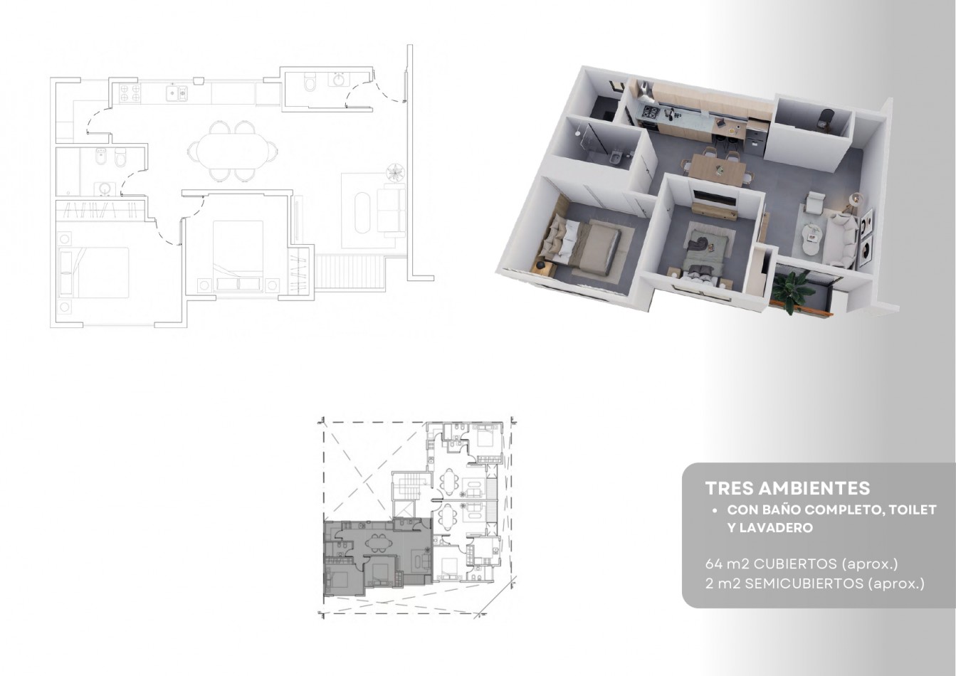 Departamentos 2 y 3 ambientes a estrenar